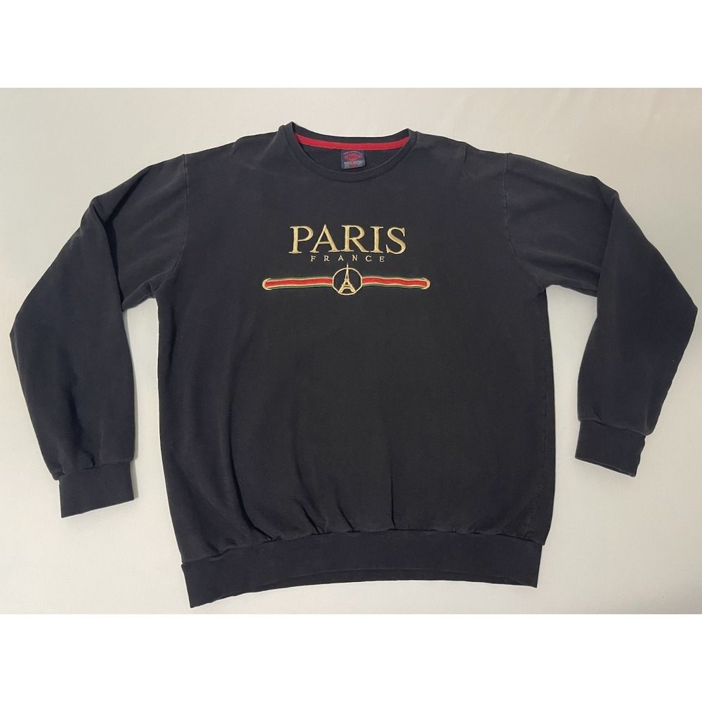 Vintage Paris France Crewneck Black Size XXL (Fits Like A Large) - Picture 1 of 5